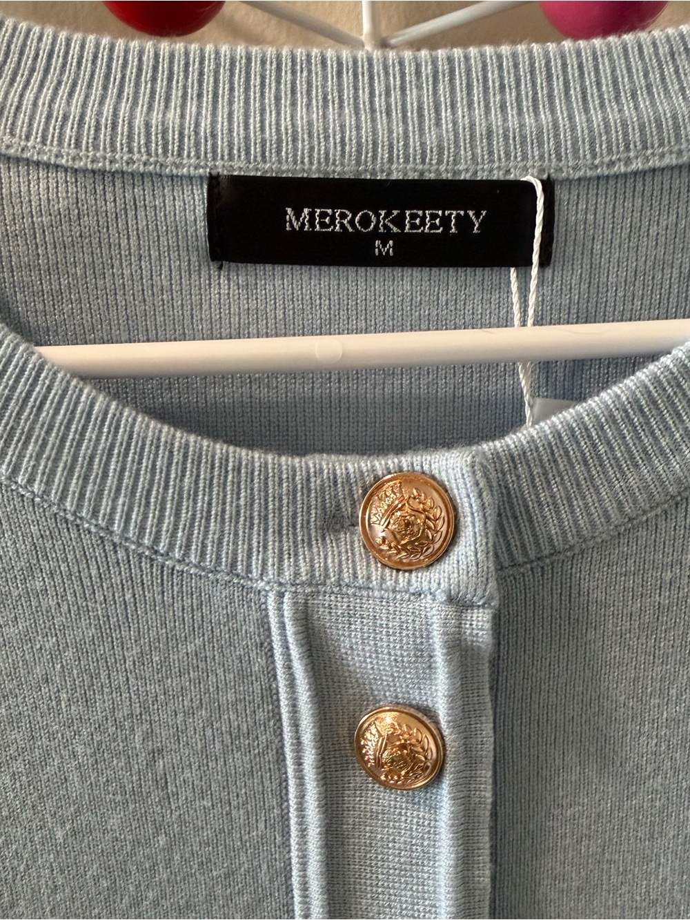 🌟2X HOST PICK!🌟 BNWT 🩵 MEROKEETY Ribbed Knit Button-Front Body-Con Mini Dress - Picture 5 of 8
